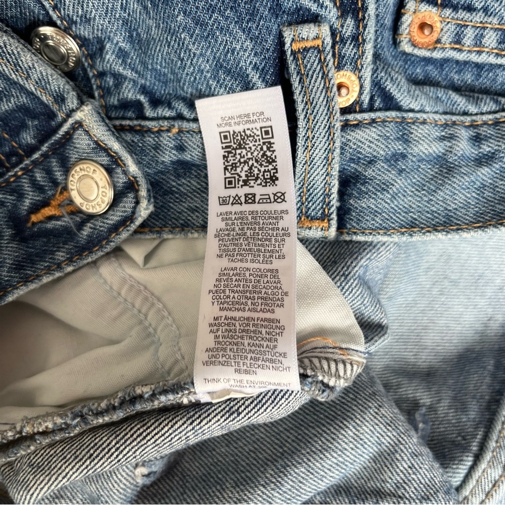💗MUST GO free ship! Topshop Editor Ripped Straight Leg Jeans Mid Blue - Picture 7 of 9